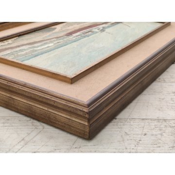 ANTICO QUADRO olio tela D. Binelli EPOCA 900 paesaggio MARINA BARCHE  PESCATORI