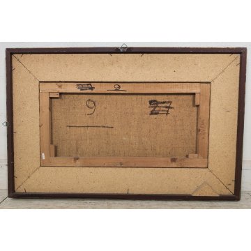 ANTICO QUADRO olio tela D. Binelli EPOCA 900 paesaggio MARINA BARCHE  PESCATORI