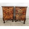 Coppia ANTICO COMODINO CHIPPENDALE epoca 900 Legno Noce RADICA Old Night Table