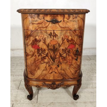 Coppia ANTICO COMODINO CHIPPENDALE epoca 900 Legno Noce RADICA Old Night Table