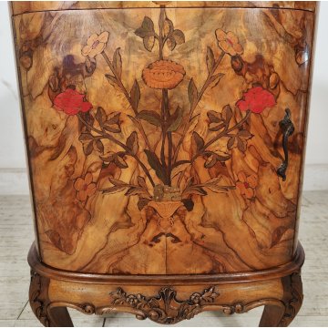 Coppia ANTICO COMODINO CHIPPENDALE epoca 900 Legno Noce RADICA Old Night Table