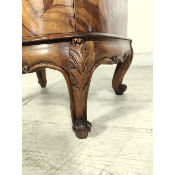 Coppia ANTICO COMODINO CHIPPENDALE epoca 900 Legno Noce RADICA Old Night Table