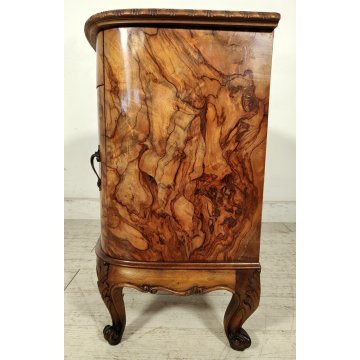 Coppia ANTICO COMODINO CHIPPENDALE epoca 900 Legno Noce RADICA Old Night Table