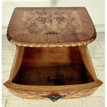 Coppia ANTICO COMODINO CHIPPENDALE epoca 900 Legno Noce RADICA Old Night Table