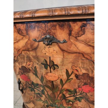 Coppia ANTICO COMODINO CHIPPENDALE epoca 900 Legno Noce RADICA Old Night Table