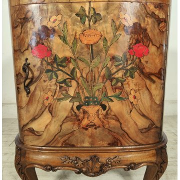 Coppia ANTICO COMODINO CHIPPENDALE epoca 900 Legno Noce RADICA Old Night Table