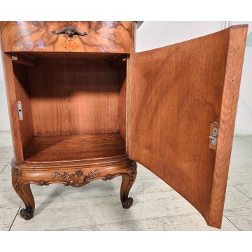 Coppia ANTICO COMODINO CHIPPENDALE epoca 900 Legno Noce RADICA Old Night Table