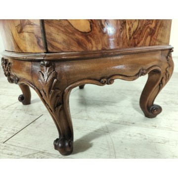 Coppia ANTICO COMODINO CHIPPENDALE epoca 900 Legno Noce RADICA Old Night Table