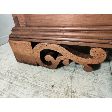 ANTICA CASSAPANCA INTARSIATA legno NOCE epoca 1800 con segreto OLD WOOD CHEST