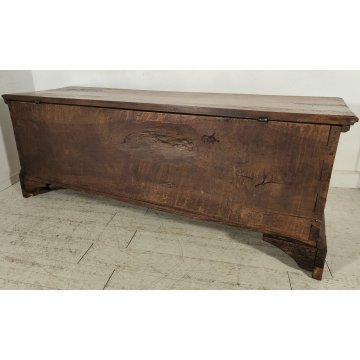 ANTICA CASSAPANCA INTARSIATA legno NOCE epoca 1800 con segreto OLD WOOD CHEST