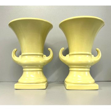 COPPIA VASO COPPA MEDICEA Antonia Campi CERAMICA SCI LAVENO SMALTO GIALLO '56/57