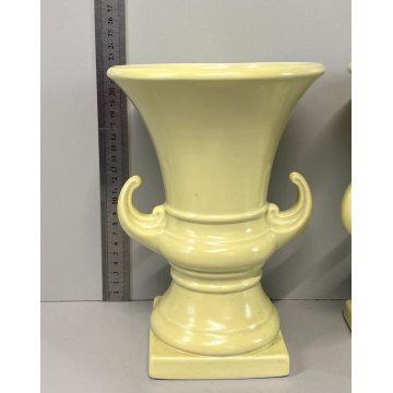 COPPIA VASO COPPA MEDICEA Antonia Campi CERAMICA SCI LAVENO SMALTO GIALLO '56/57
