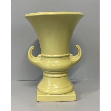 COPPIA VASO COPPA MEDICEA Antonia Campi CERAMICA SCI LAVENO SMALTO GIALLO '56/57