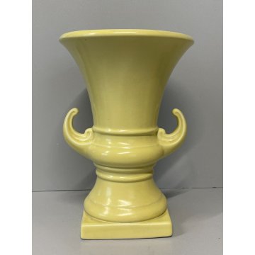 COPPIA VASO COPPA MEDICEA Antonia Campi CERAMICA SCI LAVENO SMALTO GIALLO '56/57