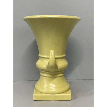 COPPIA VASO COPPA MEDICEA Antonia Campi CERAMICA SCI LAVENO SMALTO GIALLO '56/57