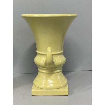 COPPIA VASO COPPA MEDICEA Antonia Campi CERAMICA SCI LAVENO SMALTO GIALLO '56/57