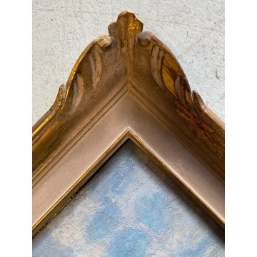 ANTICO DIPINTO OLIO Giovanni Cavanna PAESAGGIO LACUSTRE PIANURA BARCA CASALI