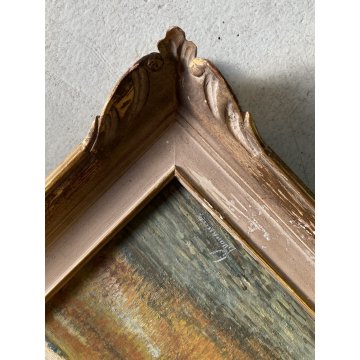 ANTICO DIPINTO OLIO Giovanni Cavanna PAESAGGIO LACUSTRE PIANURA BARCA CASALI