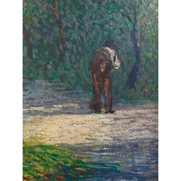 GRANDE DIPINTO OLIO G. Cavanna TORTONA PAESAGGIO SCENA RURALE CAMPAGNA CONTADINO