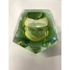 VASO MURANO VETRO SOMMERSO Mandruzzato VERDE ARANCIONE SFACCETTATO VINTAGE '50