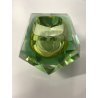 VASO MURANO VETRO SOMMERSO Mandruzzato VERDE ARANCIONE SFACCETTATO VINTAGE '50