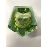VASO MURANO VETRO SOMMERSO Mandruzzato VERDE ARANCIONE SFACCETTATO VINTAGE '50