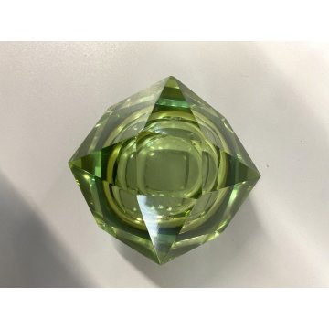 VASO MURANO VETRO SOMMERSO Mandruzzato VERDE ARANCIONE SFACCETTATO VINTAGE '50