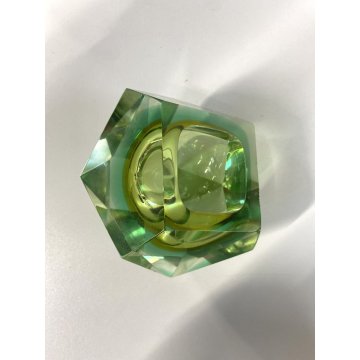 VASO MURANO VETRO SOMMERSO Mandruzzato VERDE ARANCIONE SFACCETTATO VINTAGE '50