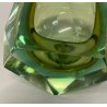 VASO MURANO VETRO SOMMERSO Mandruzzato VERDE ARANCIONE SFACCETTATO VINTAGE '50