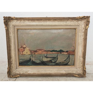 QUADRO DIPINTO olio tela Carlo Monti Arona GONDOLE Venezia ISOLA San Giorgio