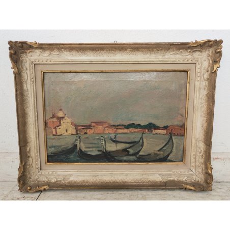 QUADRO DIPINTO olio tela Carlo Monti Arona GONDOLE Venezia ISOLA San Giorgio