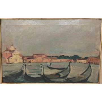 QUADRO DIPINTO olio tela Carlo Monti Arona GONDOLE Venezia ISOLA San Giorgio