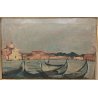 QUADRO DIPINTO olio tela Carlo Monti Arona GONDOLE Venezia ISOLA San Giorgio