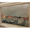 QUADRO DIPINTO olio tela Carlo Monti Arona GONDOLE Venezia ISOLA San Giorgio