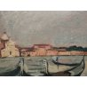 QUADRO DIPINTO olio tela Carlo Monti Arona GONDOLE Venezia ISOLA San Giorgio