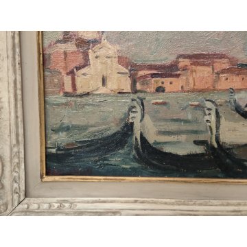 QUADRO DIPINTO olio tela Carlo Monti Arona GONDOLE Venezia ISOLA San Giorgio