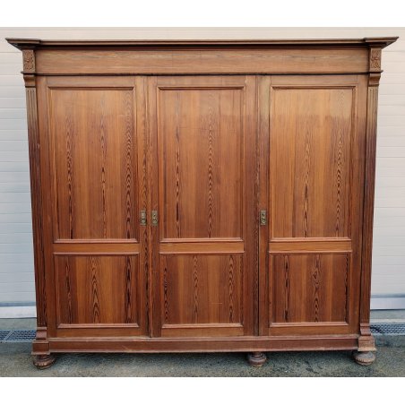 ANTICO ARMADIO PIEMONTESE 3 ANTE legno larice CASSETTI epoca 1900 GUARDAROBA