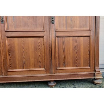 ANTICO ARMADIO PIEMONTESE 3 ANTE legno larice CASSETTI epoca 1900 GUARDAROBA