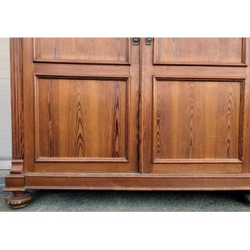 ANTICO ARMADIO PIEMONTESE 3 ANTE legno larice CASSETTI epoca 1900 GUARDAROBA