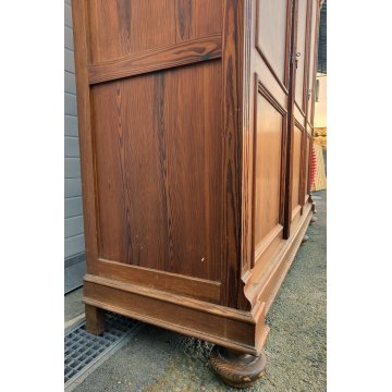 ANTICO ARMADIO PIEMONTESE 3 ANTE legno larice CASSETTI epoca 1900 GUARDAROBA