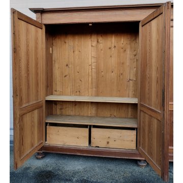 ANTICO ARMADIO PIEMONTESE 3 ANTE legno larice CASSETTI epoca 1900 GUARDAROBA