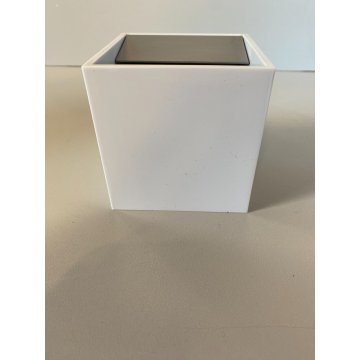 POSACENERE CUBO 8x8cm DESIGN Bruno Munari Danese MELAMMINA ALLUMINIO BIANCO 1957