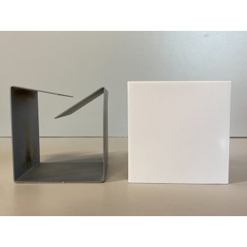 POSACENERE CUBO 8x8cm DESIGN Bruno Munari Danese MELAMMINA ALLUMINIO BIANCO 1957
