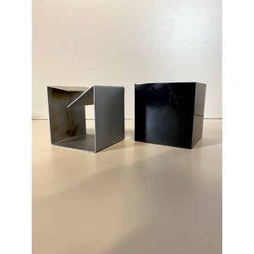 POSACENERE CUBO 8x8cm DESIGN Bruno Munari Danese MELAMMINA ALLUMINIO NERO 1957