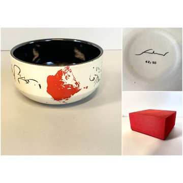 CIOTOLA Emilio Scanavino TIRATURA 42/50 CERAMICA SMALTATA NERO ROSSO ø 13x7 cm