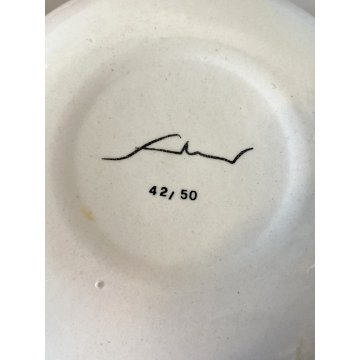 CIOTOLA Emilio Scanavino TIRATURA 42/50 CERAMICA SMALTATA NERO ROSSO ø 13x7 cm