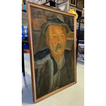 DIPINTO OLIO TELA Corrado Selvini RITRATTO MASCHILE FIGURA ASTRATTA '900