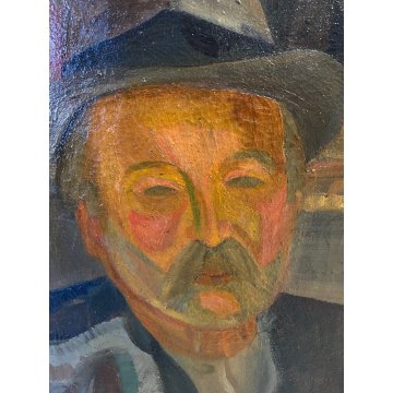 DIPINTO OLIO TELA Corrado Selvini RITRATTO MASCHILE FIGURA ASTRATTA '900