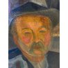 DIPINTO OLIO TELA Corrado Selvini RITRATTO MASCHILE FIGURA ASTRATTA '900