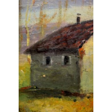 ANTICO DIPINTO Belloni ? PAESAGGIO COLLI PASCOLO PECORE ALBA LAGO MAGGIORE '900